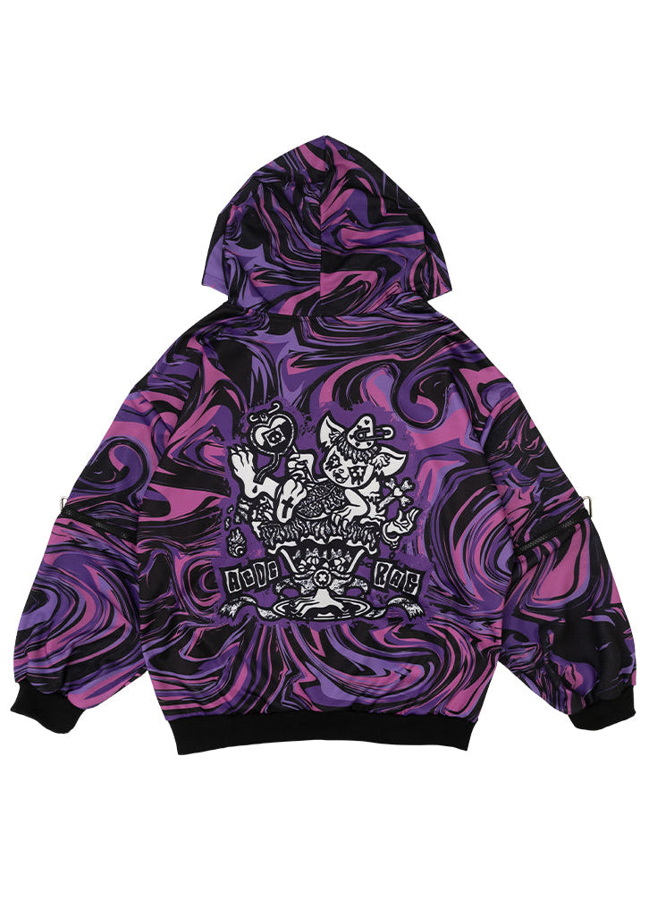 ACDC Rag X Chaaaos Psychedelic Purple Swirl Oversized Zip Up