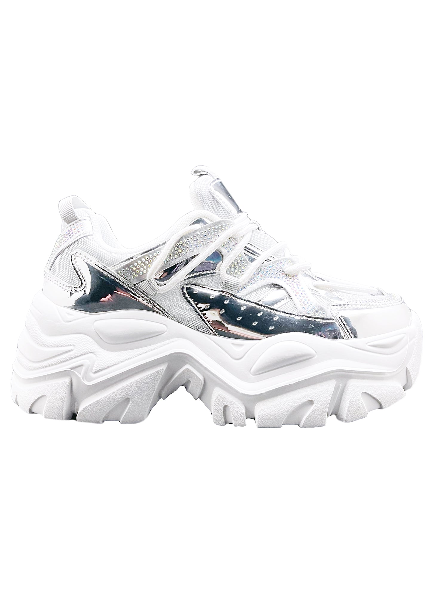 Berness NIKKI Circuit Ground Silver Platform Sneakers | LASR – LA