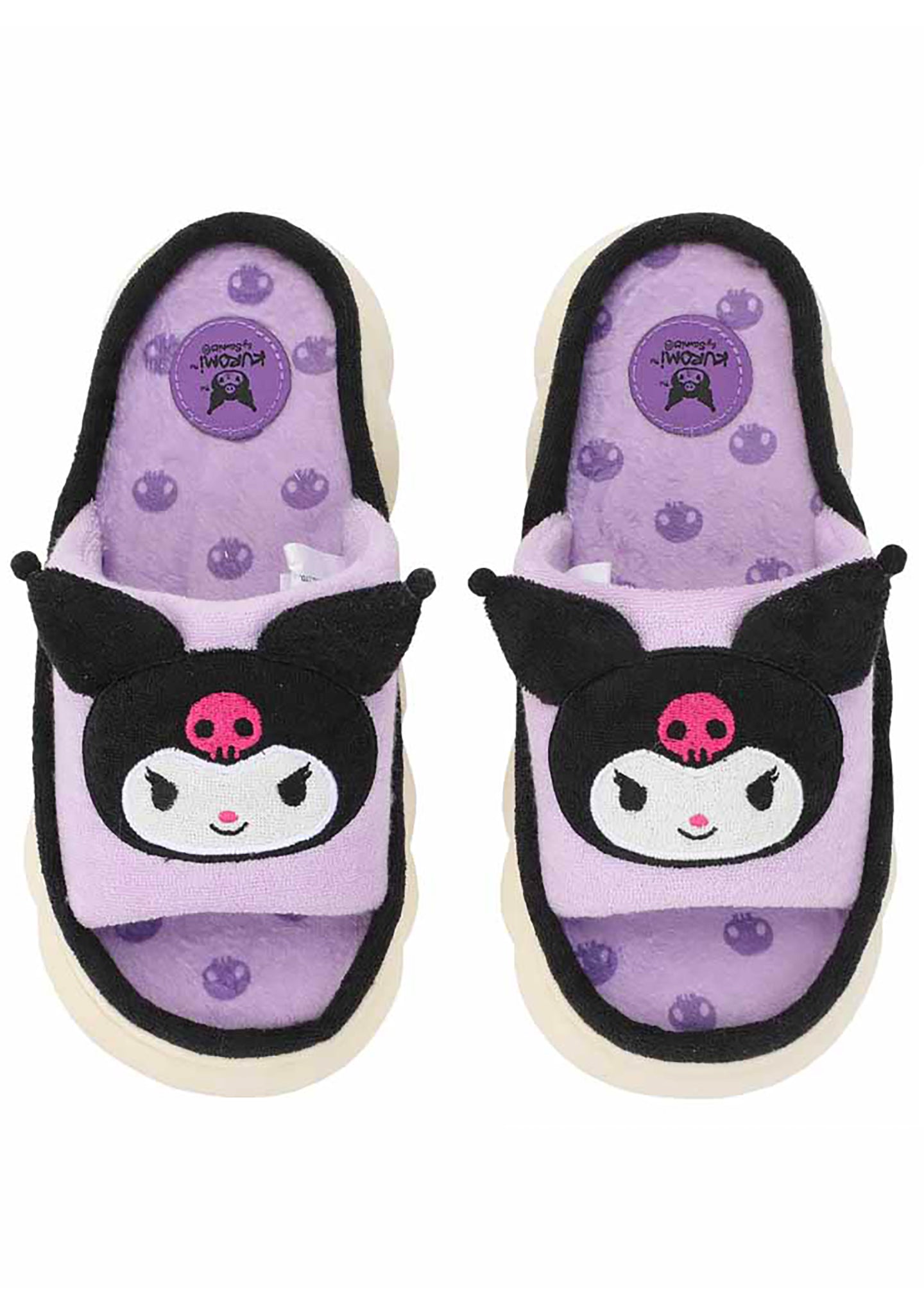 Sandalias Kuromi Para Mujer | Tweed Negro Con Rhinestones | Tallas 5-12 | Oficial Bioworld