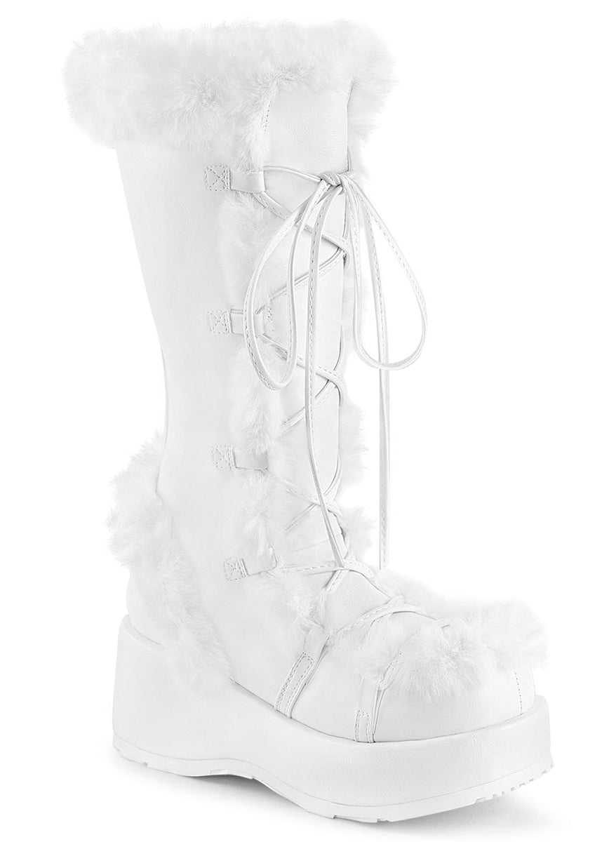 Demonia CUBBY 311 White Platform Boots CUB311/WVL | LASR – LA