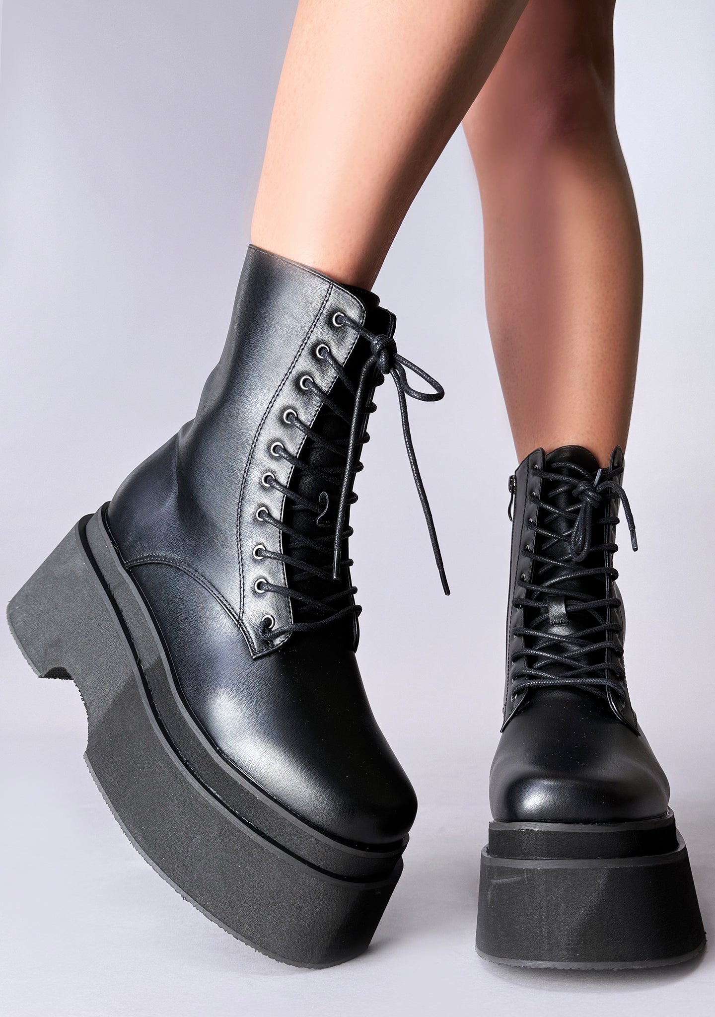 Shop Ocho Toro VIGO 01 Military Brat Black Platform Boots | LASR â LA Style Rush