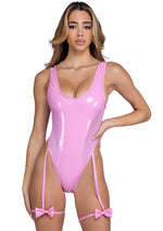 Sweet Affair Pink Vinyl Fishnet Bodysuit