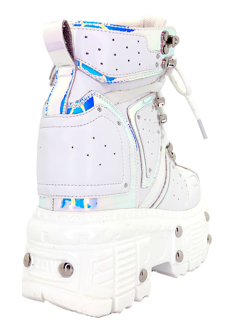 X LASR Exclusive Mangosteen 05 Digital Dream White Platform Wedge Sneakers