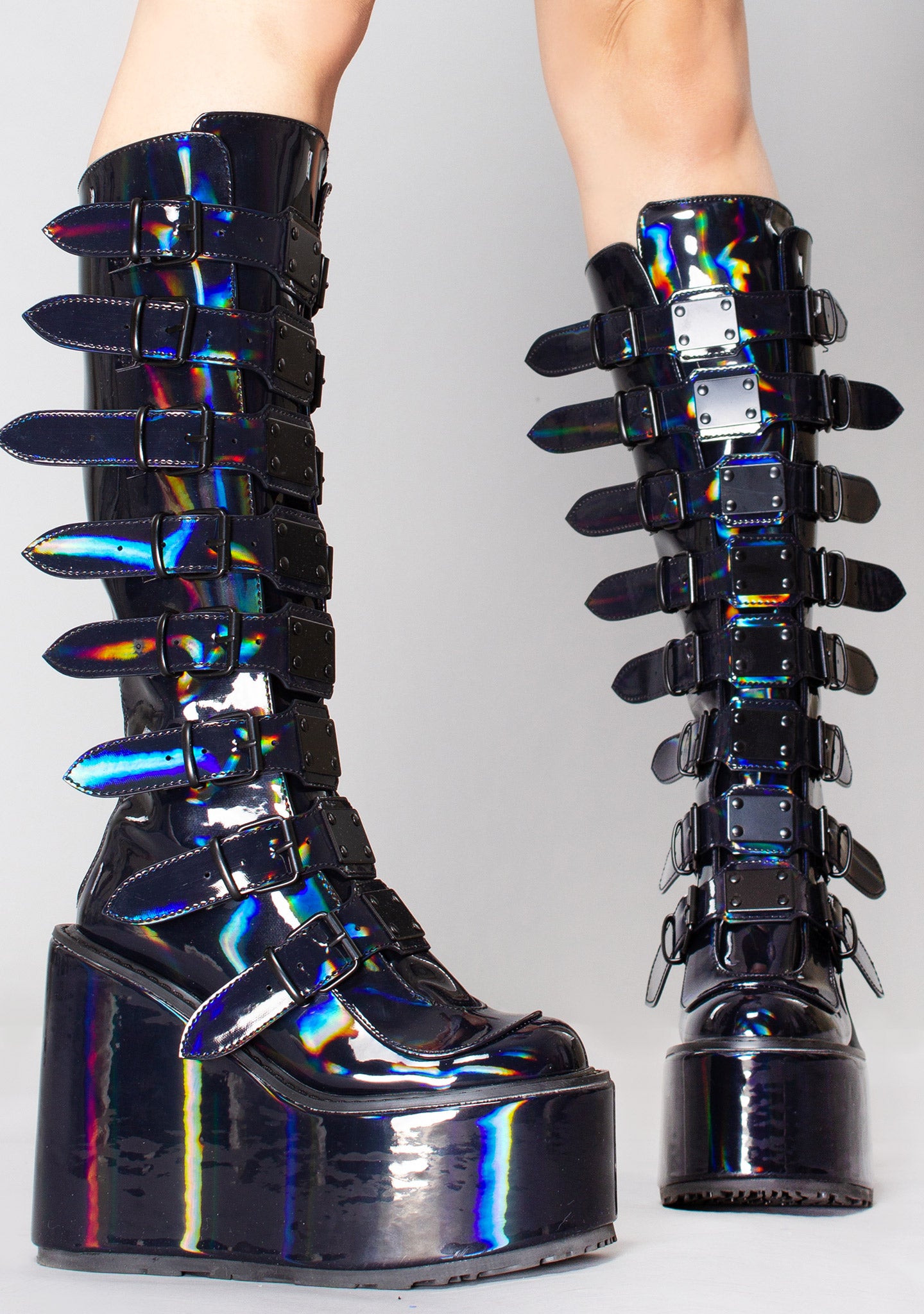 SWING 815 Lost Frequencies Hologram Black Platform Boots