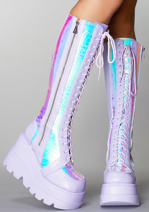 Fairy Kiss Hi Lavender Platform Boots