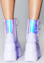 LASR Fairy Kiss Platform Boots in Lavender