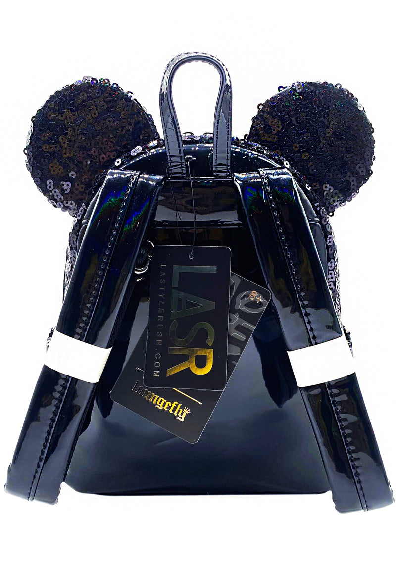 LASR Exclusive Disney Celestial Dreams Black Holographic Sequin Minnie Mini Backpack