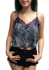 Floral Lace Crop Tank Top in Navy