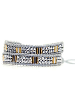 X Katie Soleil Melody Double Wrap Beaded Bracelet in Silver
