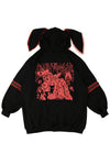 Bunny Dolls Punky Bunny Usamimi Black Red Oversized Zip Hoodie
