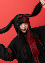 Bunny Dolls Punky Bunny Usamimi Black Red Oversized Zip Hoodie
