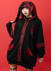 Bunny Dolls Punky Bunny Usamimi Black Red Oversized Zip Hoodie