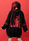 Bunny Dolls Punky Bunny Usamimi Black Red Oversized Zip Hoodie