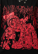 Bunny Dolls Punky Bunny Black Red Long Sleeves Oversized Tee