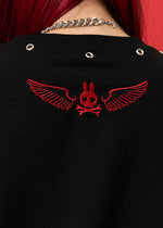 Bunny Dolls Punky Bunny Black Red Long Sleeves Oversized Tee