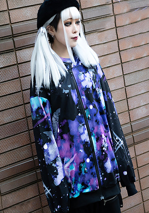 Cosmic Galaxy Oversized Zip Up Jacket