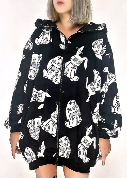 Bunny Dolls Rad Rabbit AOP Oversized Zip Up Hoodie