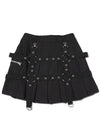 Drip Heart Harness Black Pleated Skirt