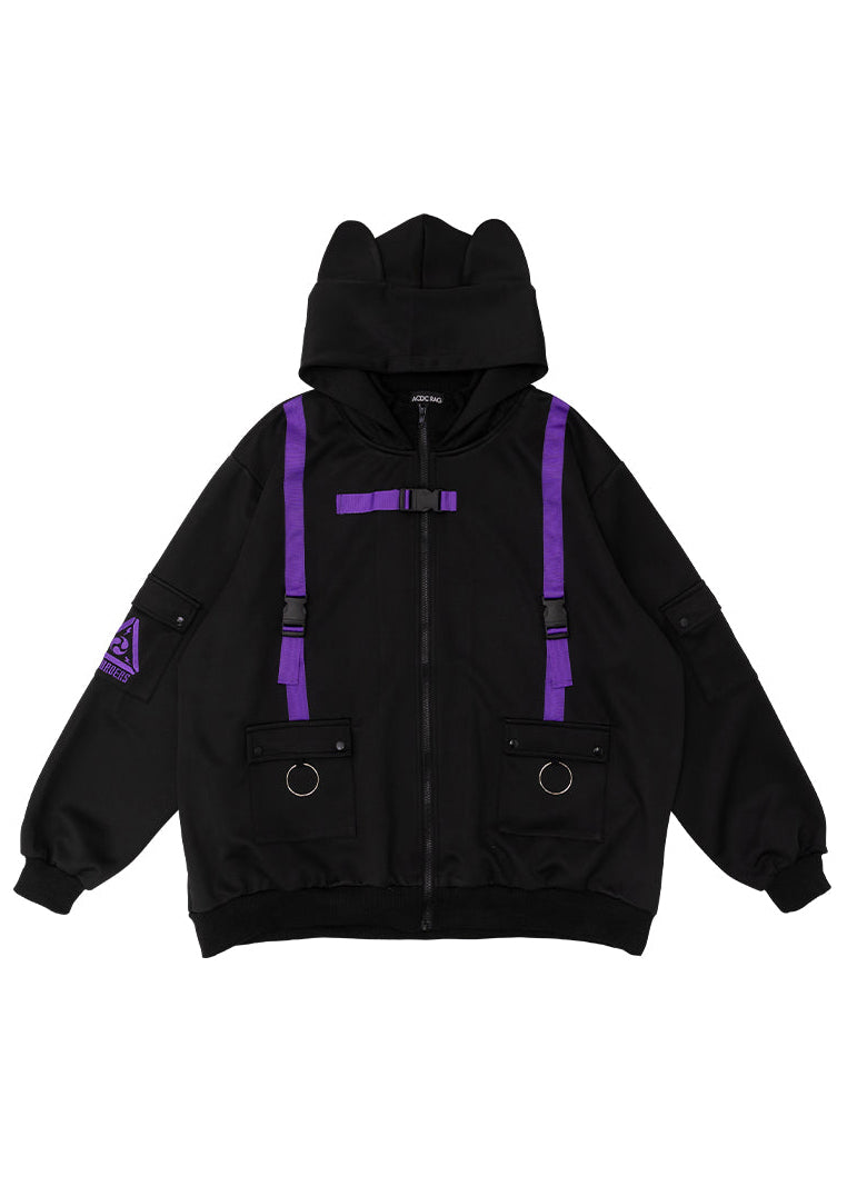 ACDC RAG Uzurai Cyberpunk Tech Oversized Black Purple Jacket JR-451-116 ...