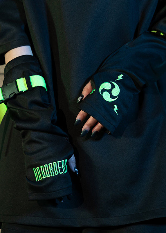 Uzurai Cyberpunk Tech Black Green Arm Warmer