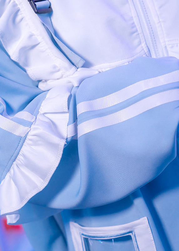 Game Over Frill Pastel Blue Jersey Oversized Jacket