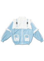 Game Over Frill Pastel Blue Jersey Oversized Jacket