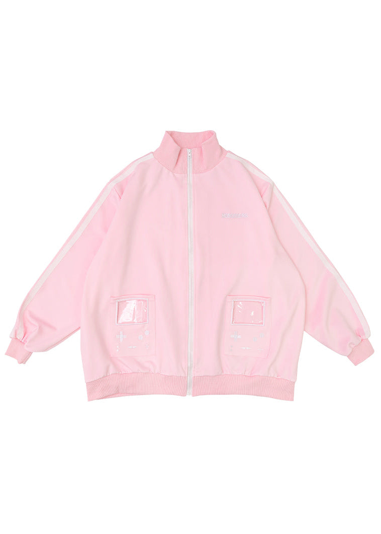 Game Over Pastel Pink Jersey Oversized Jacket