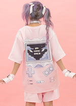 Game Over Jersey Pastel Pink Oversized Tee