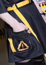 Error Code Cyberpunk Tech Pleated Black Yellow Skirt