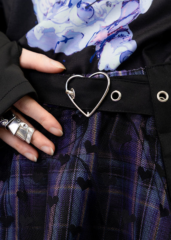 Love Punk Purple Plaid Lolita Mini Skirt