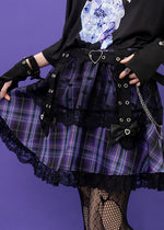 Love Punk Purple Plaid Lolita Mini Skirt