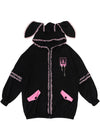 Bunny Dolls Punky Bunny Usamimi Black Pink Oversized Zip Hoodie