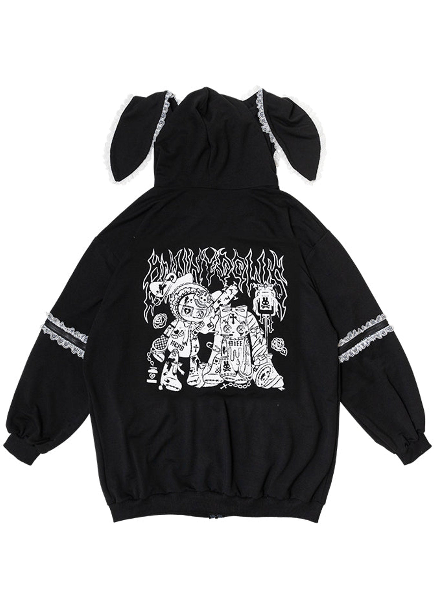 ACDC Rag Bunny Dolls Punky Bunny Usamimi Black White Oversized Zip