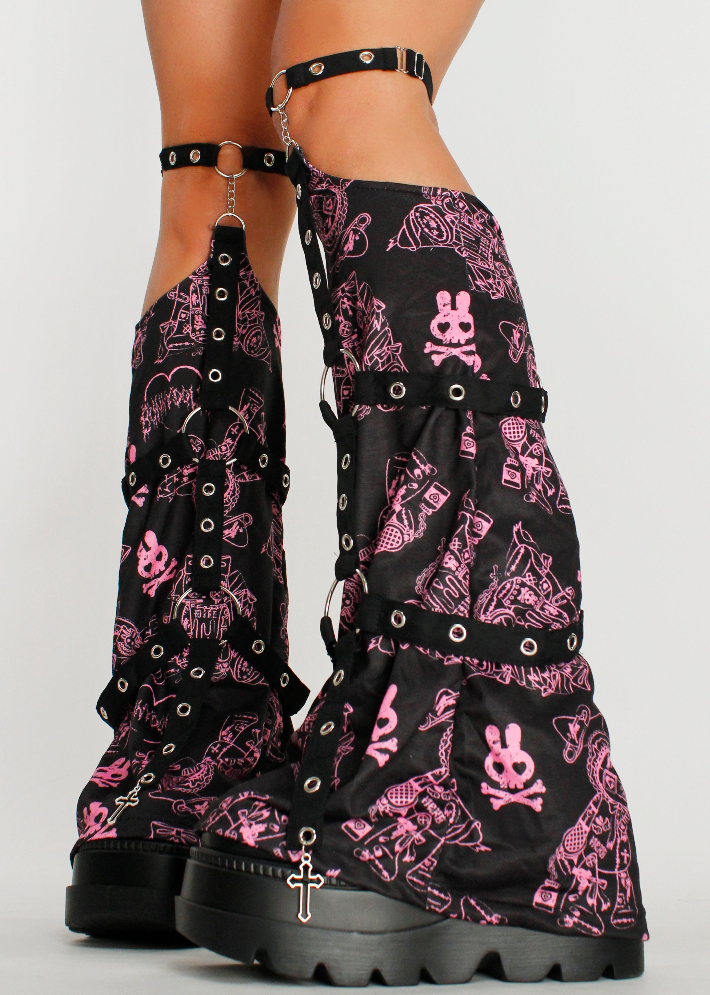 ACDC RAG Bunny Dolls Punky Bunny Bondage Black Pink Leg Warmer JR-540 ...