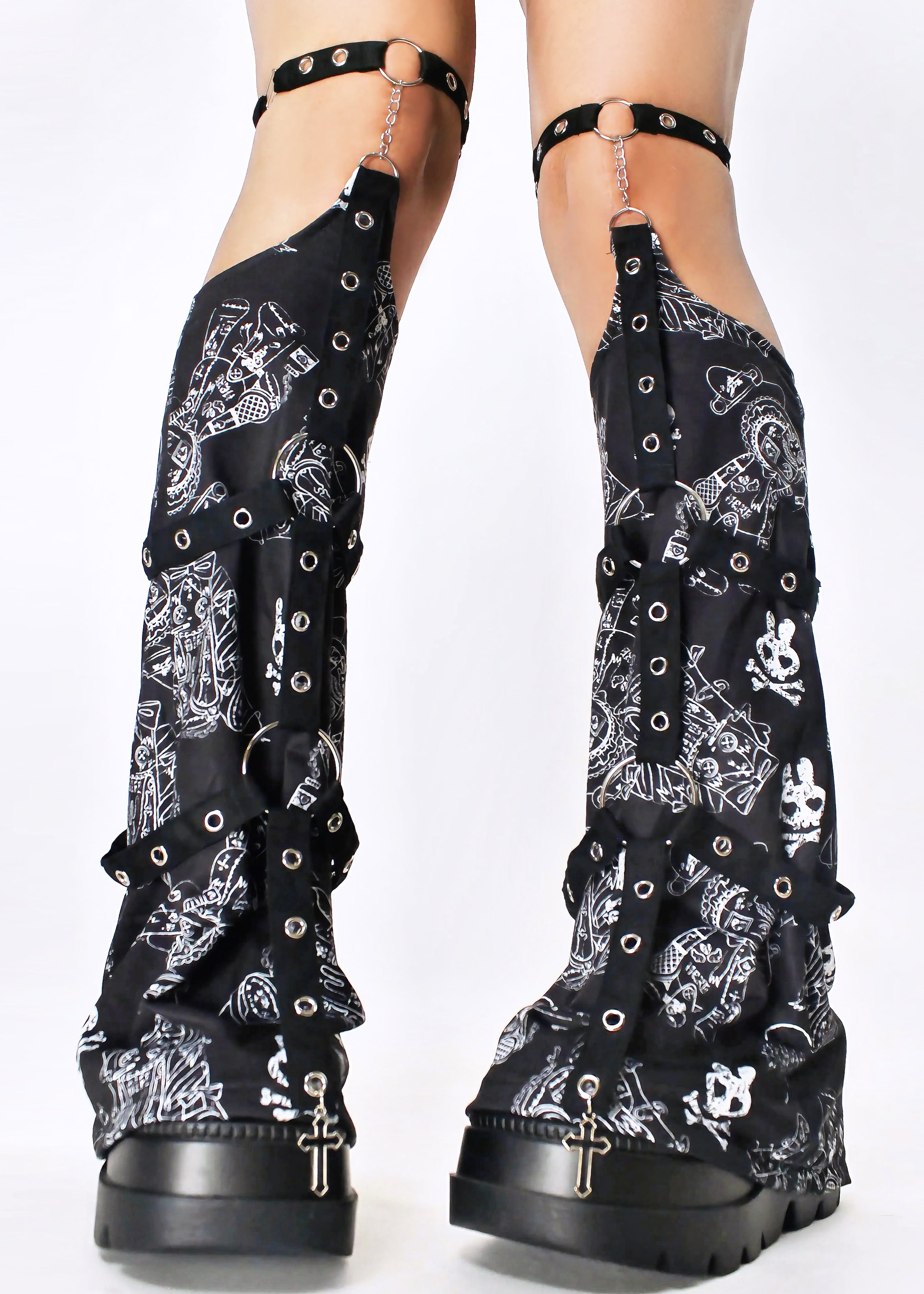 ACDC RAG Bunny Dolls Punky Bunny Bondage Black White Leg Warmer JR-540 ...