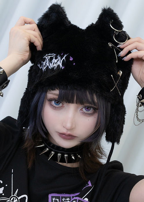 Baby Punk Devil Punk Cat Ear Faux Fur Hat
