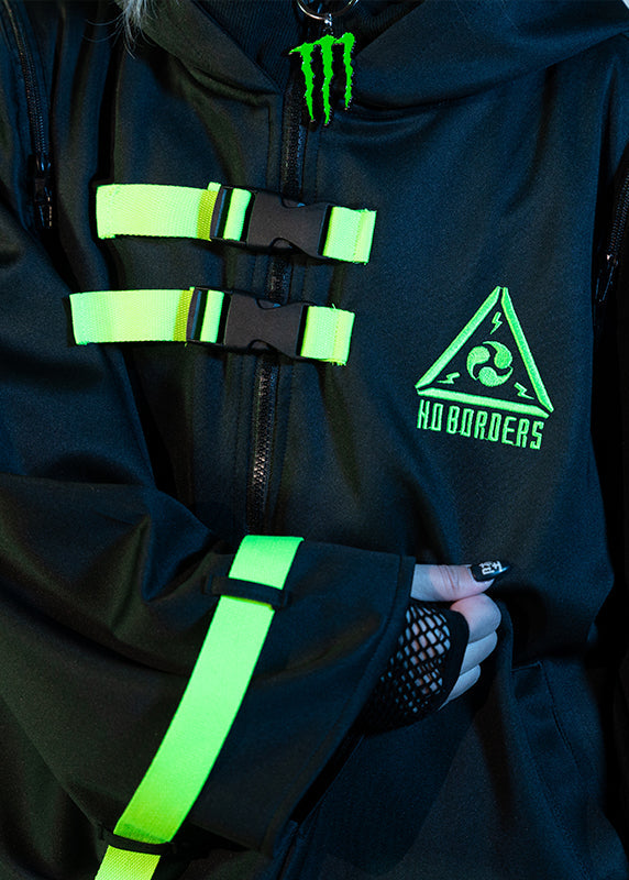 Uzurai Cyberpunk Tech Kimono Black Green Jacket