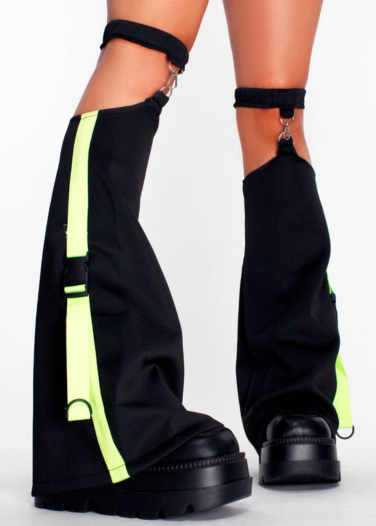 ACDC RAG Uzurai Cyberpunk Tech Black Green Leg Warmer JR-457