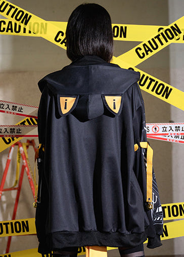 Error Code Cyberpunk Tech Oversized Black Yellow Jacket