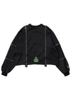 Uzurai Cyberpunk Zipper Oversized Black Green Cropped Top