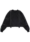 Uzurai Cyberpunk Zipper Oversized Black Green Cropped Top