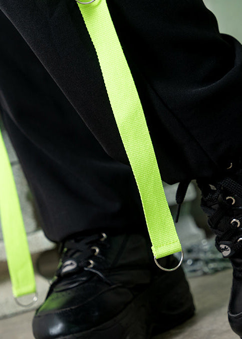 Uzurai Cyberpunk Tech Black Green Cargo Pants