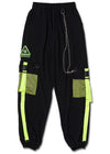 Uzurai Cyberpunk Tech Black Green Cargo Pants