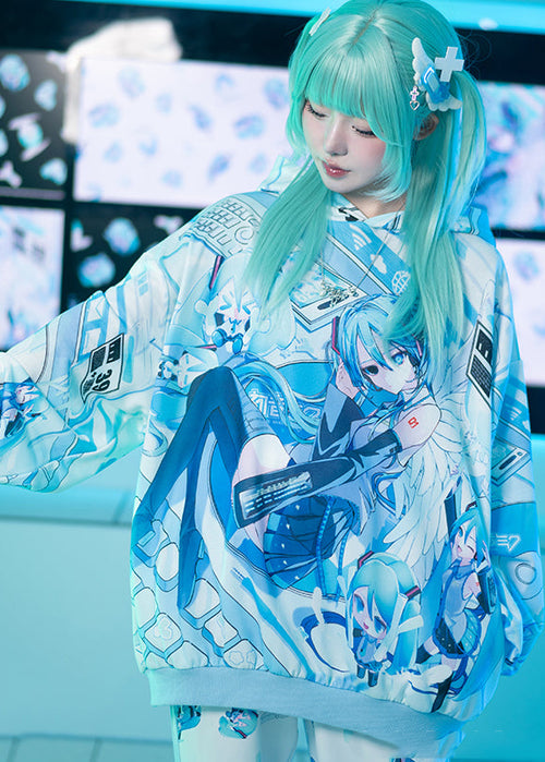 Hatsune Miku Forever Light Blue Oversized Hoodie