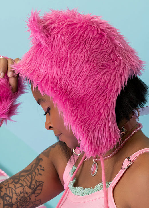 Gloomy Bear x Sophie Powers Candy Pink Faux Fur Hat