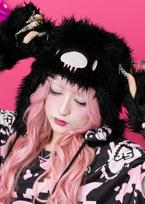 Gloomy Bear x Sophie Powers Cake Black Faux Fur Hat