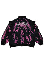 Nightmare Studded Bunny Ruffle Black Oversized Jacket