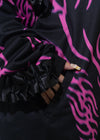 Nightmare Studded Bunny Ruffle Black Oversized Jacket