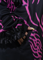 Nightmare Studded Bunny Ruffle Black Oversized Jacket