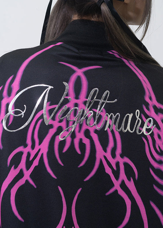 Nightmare Studded Bunny Ruffle Black Oversized Jacket